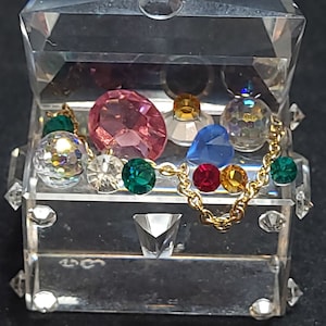 Crystal Minature Treasure Chest Figurine image 1