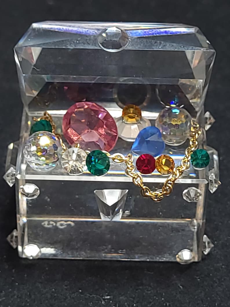 Crystal Minature Treasure Chest Figurine image 1