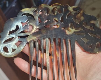 Victorian Tortoise Shell Celluloid Large Hair Comb - Etsy display picture 3