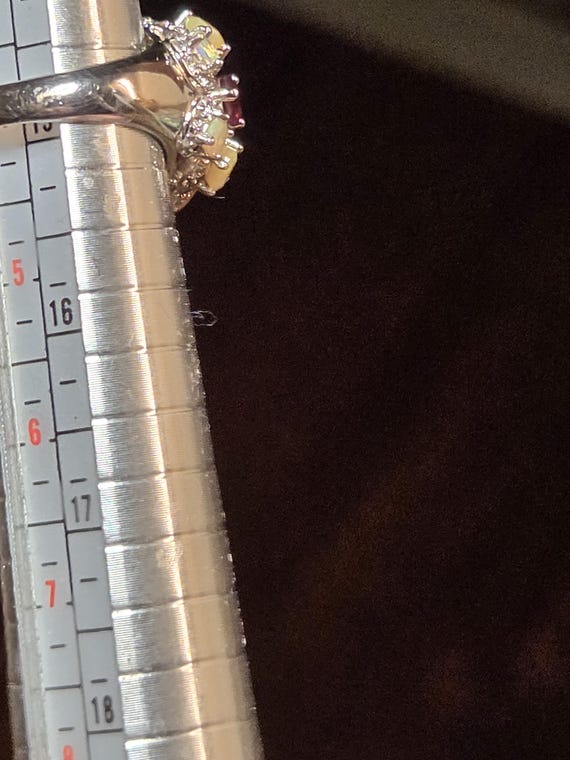 Opal and Garnet Statement Ring Sterling size 4 - image 4