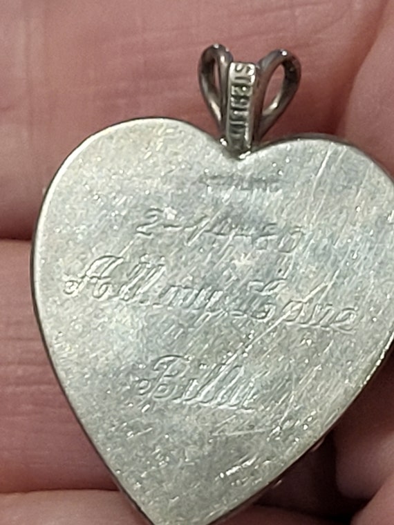 Vintage 80s Sterling silver Heart Picture Locket … - image 5