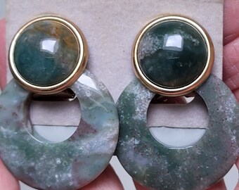 Vintage 80s Semi-Precious Stone Earrings on Original Card