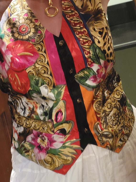 Jerri Sherman 80s Silk Bright Jewel Colored Vest