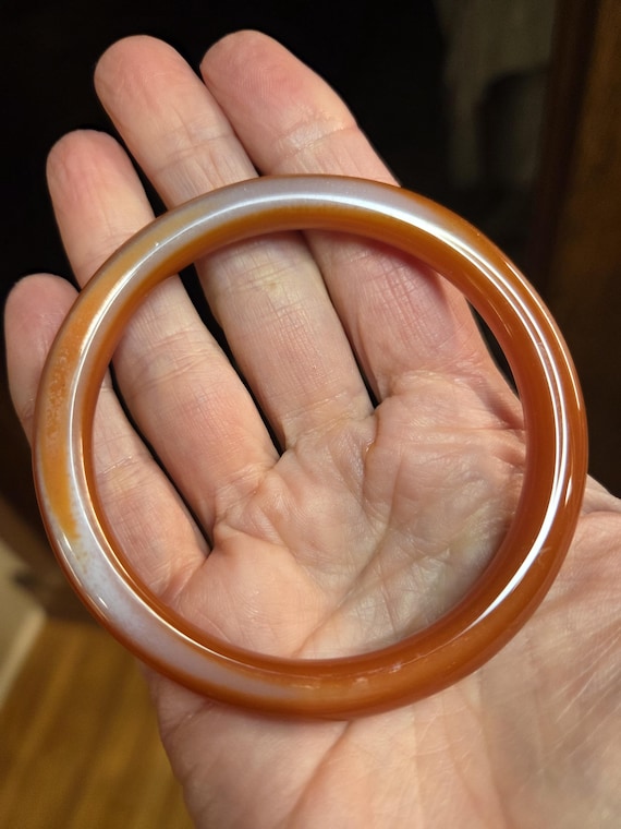 Red Agate Stone Bangle Bracelet - image 1