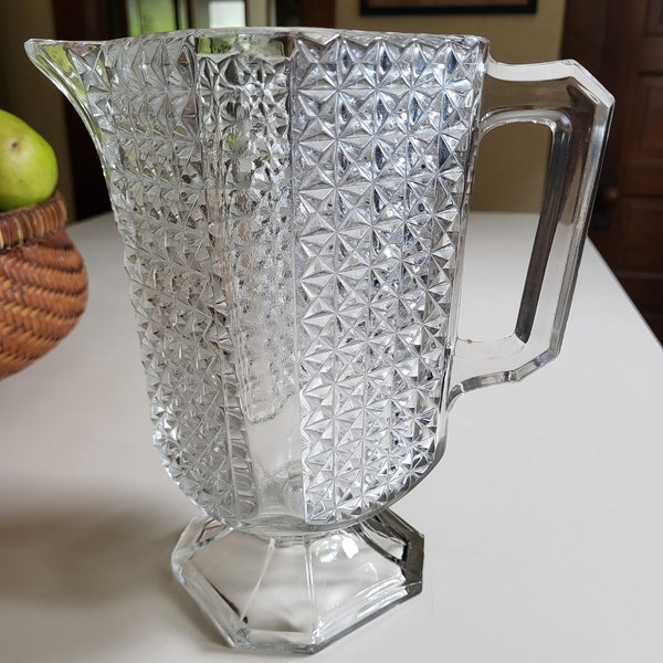 Footed Glass Pitcher Etsy