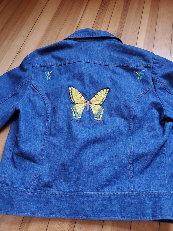 1970s Lee Denim Hippie Butterfly Jacket - image 1