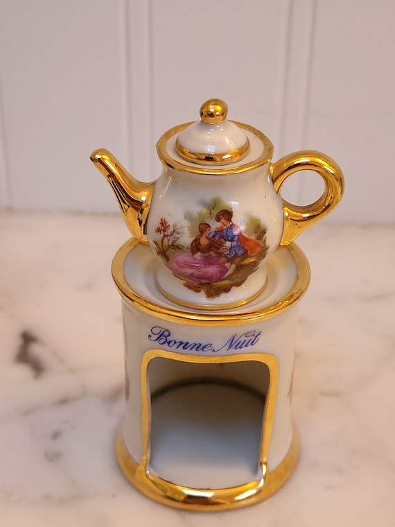 Limoges France Minature Teapot Warmer Bonne Nuit 