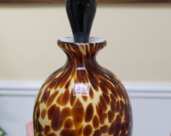 Art Glass Animal Print Perfume Bottle 1980s