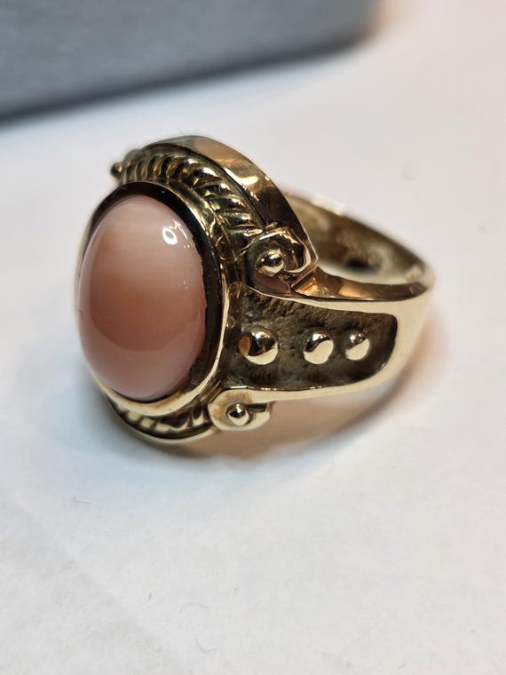 Vintage 10k Gold Coral Ring 6.5