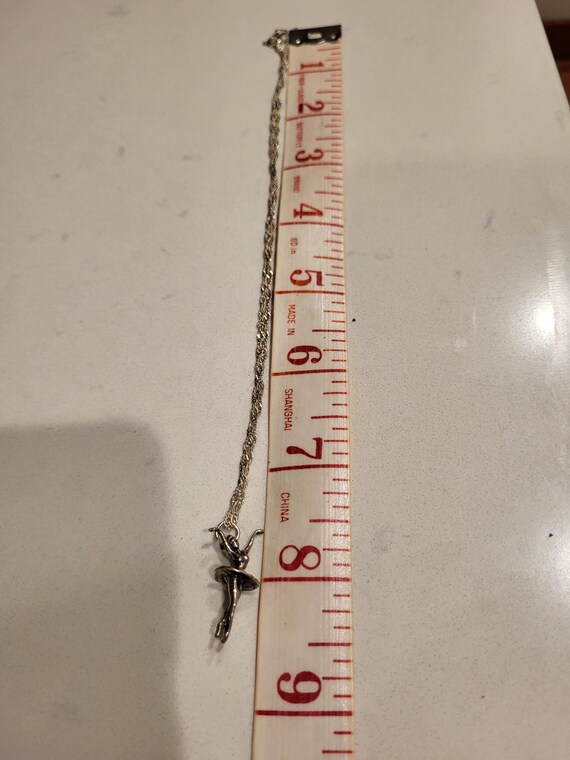 Sterling Silver Ballerina Solid Charm Pendant nec… - image 3