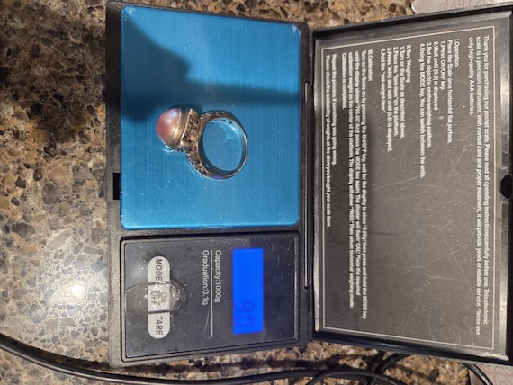 Sterling Silver Statement Ring Large Dyed Pink Pe… - image 7