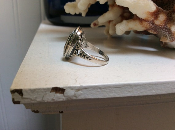 Oval Marqusite Sterling Ring - image 3