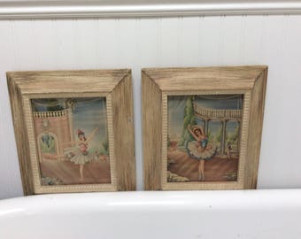 Vintage Ballerina Framed Pictures Shabby Chic