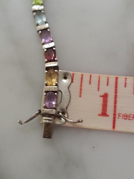 Sterling Silver Gemstone Multi colored Tennis bra… - image 7