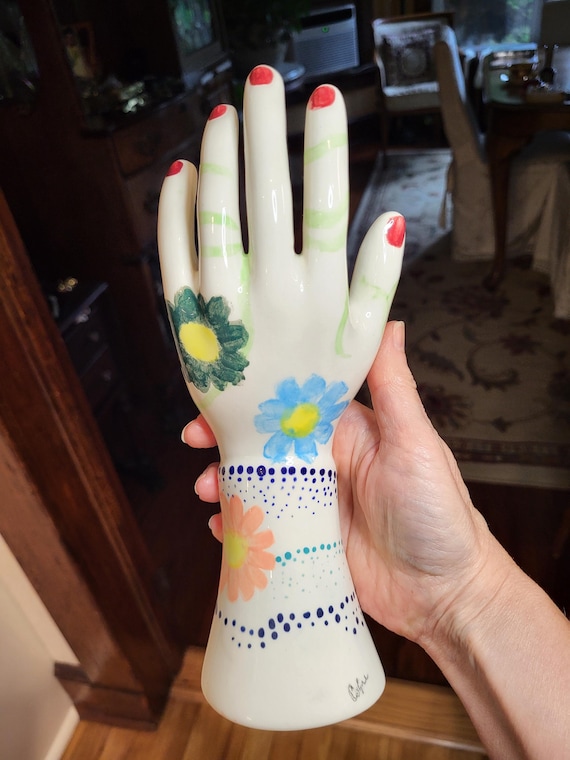Painted Ceramic Hand Ring Holder Display - image 2