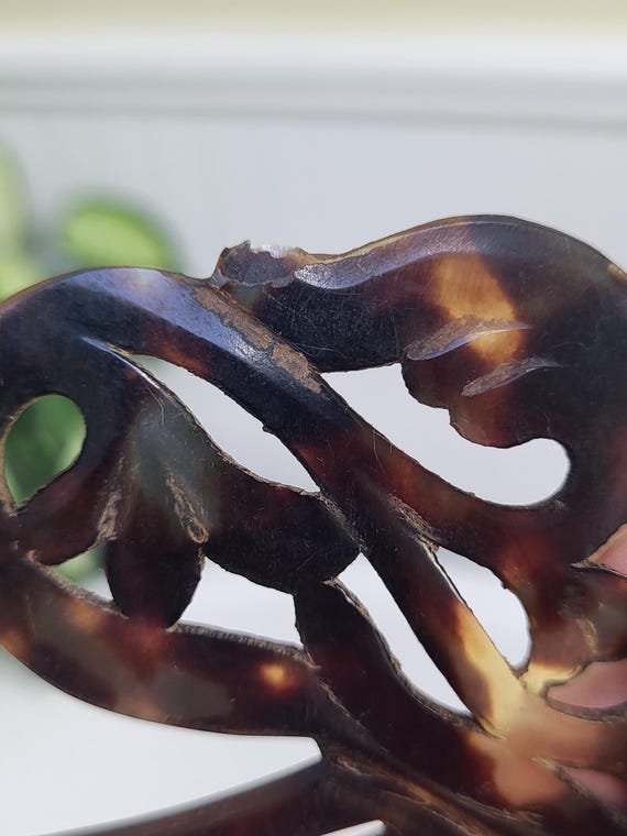 Victorian Tortoise Shell Celluloid Large Hair Comb - image 8