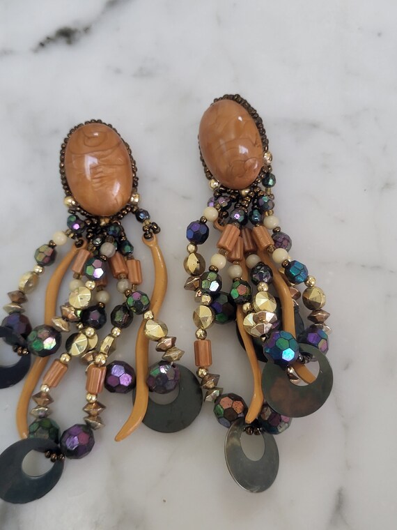 80s Chipita Long Statement Earrings Handmade
