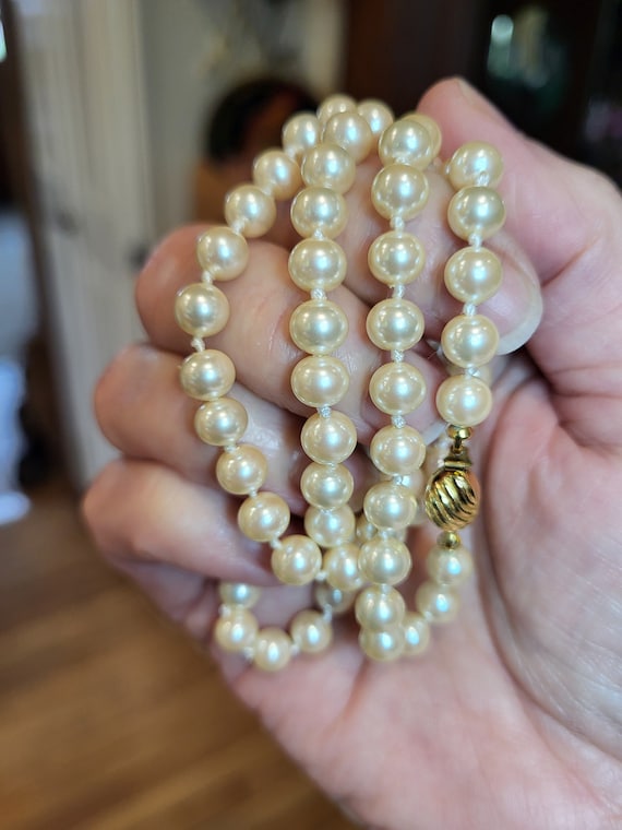 Vintage Faux Glass Pearl Necklace 5mm beads