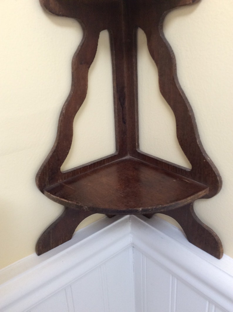 Vintage Wooden Corner Shelf Etsy