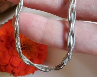 Sterling Silver Twisted Three Strands Necklace