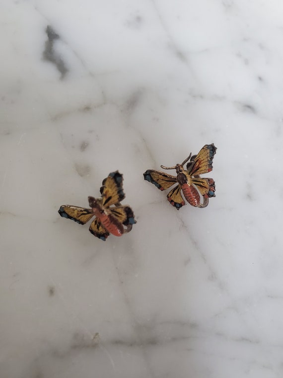 Vintage Silver Weiss Screwback Butterfly Earrings