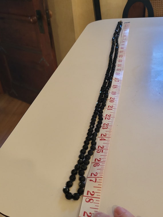 Crystal Flapper Long Black Beaded Necklace/Deco F… - image 3