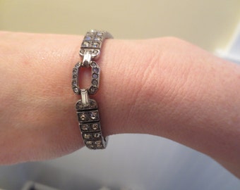 Art Deco Sterling Silver Rhinestone Bracelet