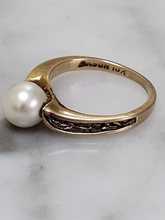 Vintage 10k gold Pearl Ring Signed Dason - image 1