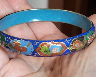 Vintage Asian Closionne Bangle Bracelet Floral Design