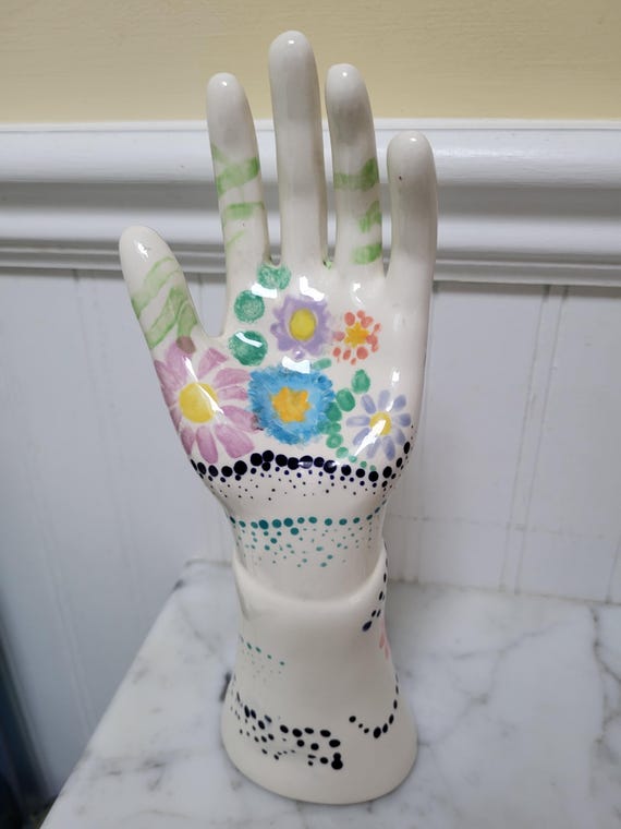 Painted Ceramic Hand Ring Holder Display - image 4