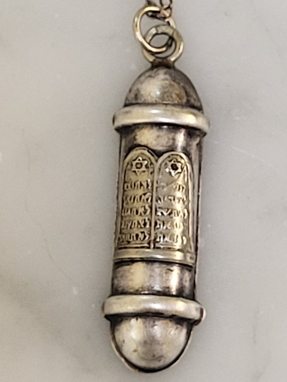 Vintage Mezuzah Sterling Silver Pendant Necklace