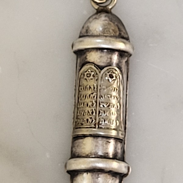 Vintage Mezuzah Sterling Silver Pendant Necklace