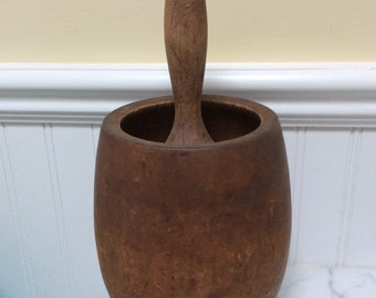 Antique Large Wooden Mortar and Pestle/Mortar and Pestle/Farmhouse Decor