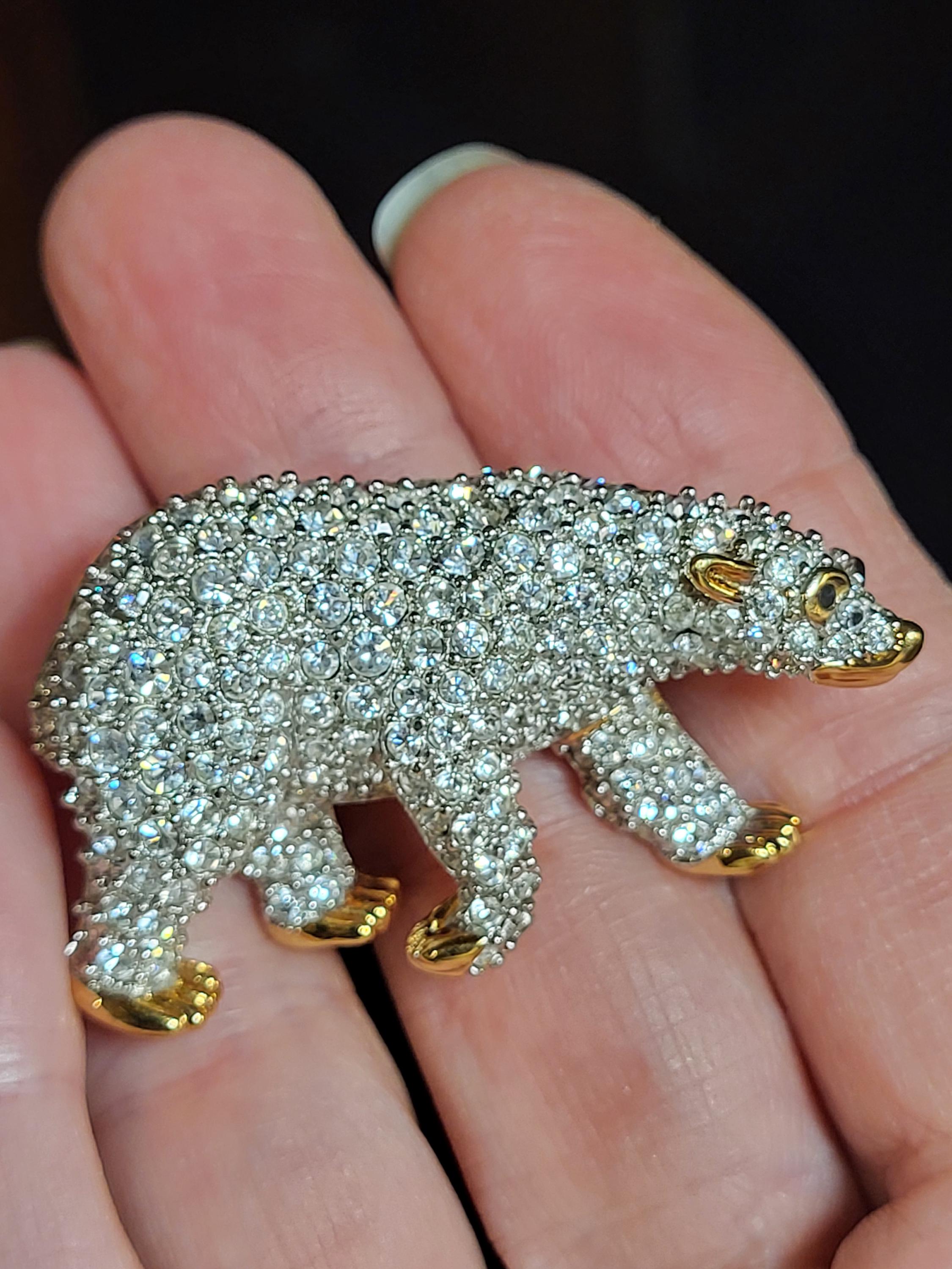 Swarovski Crystal Polar Bear Brooch - Etsy