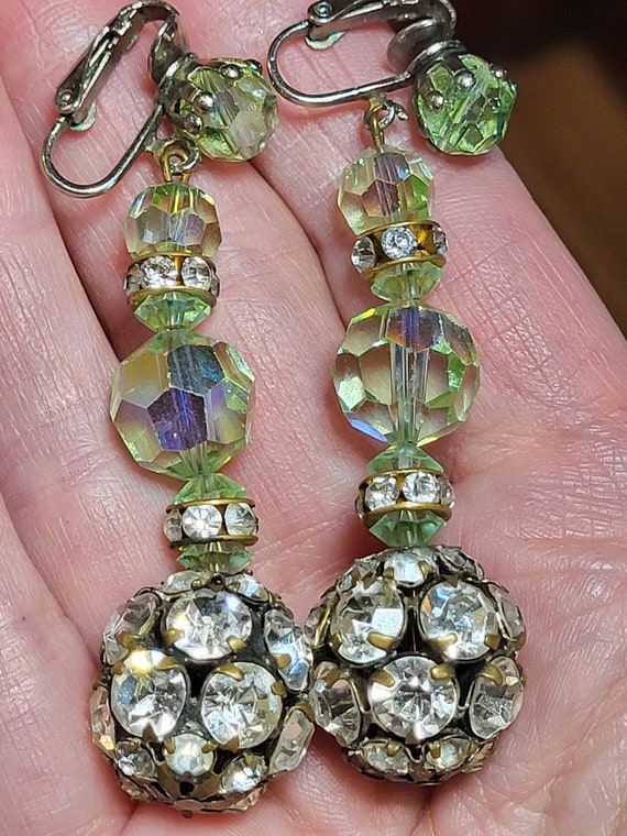 Vintage Runway Statement Light Green Rhinestone B… - image 3