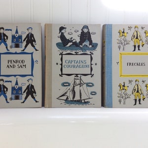 Vintage Set Children Books Captain Courageous/Freckles/Penrod and Sam