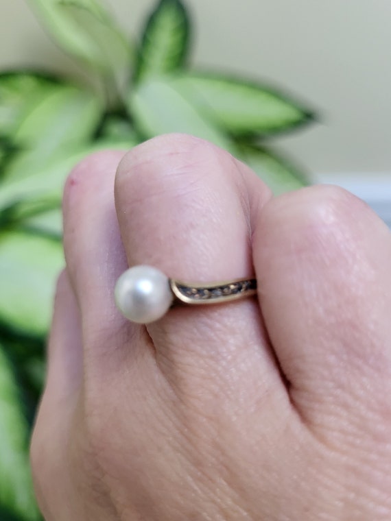 Vintage 10k gold Pearl Ring Signed Dason - image 3