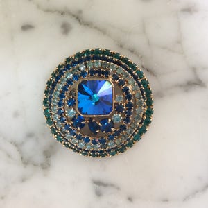 Vintage Blue Rhinestone Brooch