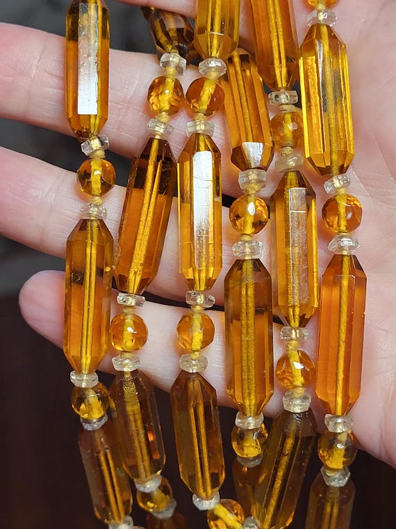 Gorgeous Orange Art Deco Glass Beaded Necklace