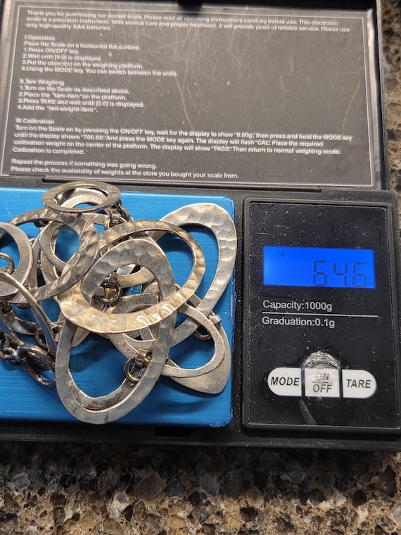 Mod Sterling Statement Necklace Circle design Ham… - image 4