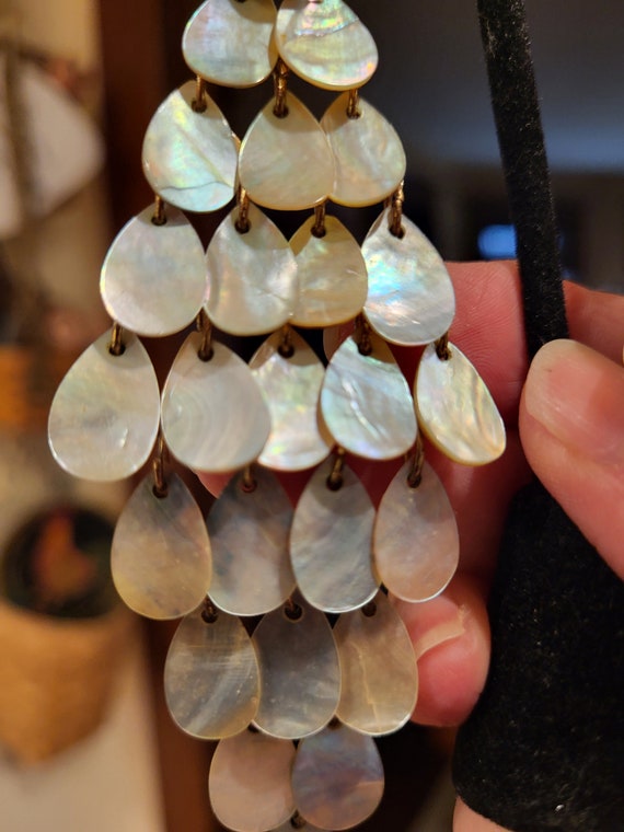 Mermaid Scales Long Dangle Shell Earrings - image 3
