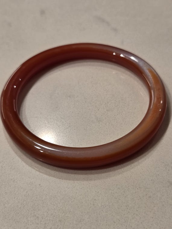 Red Agate Stone Bangle Bracelet - image 5