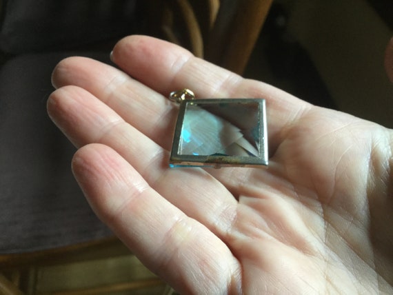 Mid Century Faceted Blue Glass Pendant - image 8