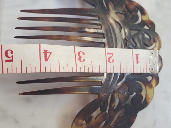 Victorian Tortoise Shell Celluloid Large Hair Comb - image 5