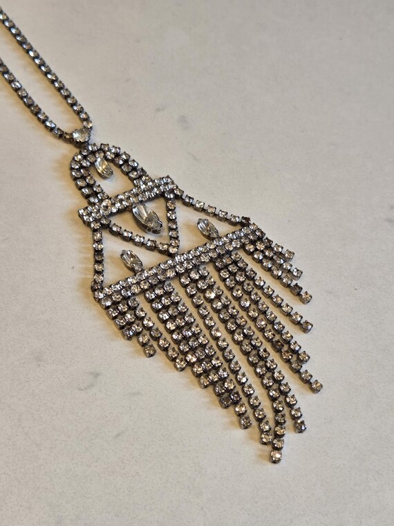 Vintage Statement Rhinestone Deco Chandelier Neck… - image 7