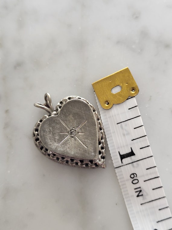 Vintage 80s Sterling silver Heart Picture Locket … - image 3