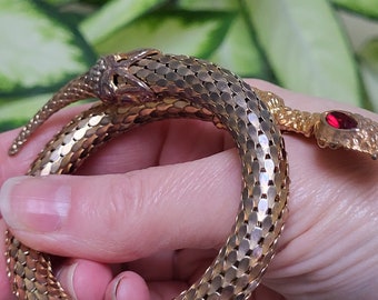 Vintage 70s Gold Mesh Coil Snake Bangle Bracelet - Etsy