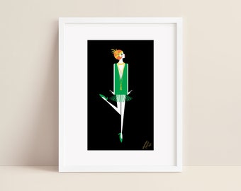 Flapper Illustration Kunstdruck 2