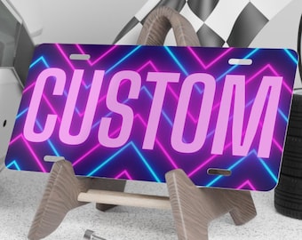Placa de vanidad personalizada de neón: Decoración de aluminio para coche - Matrícula personalizada
