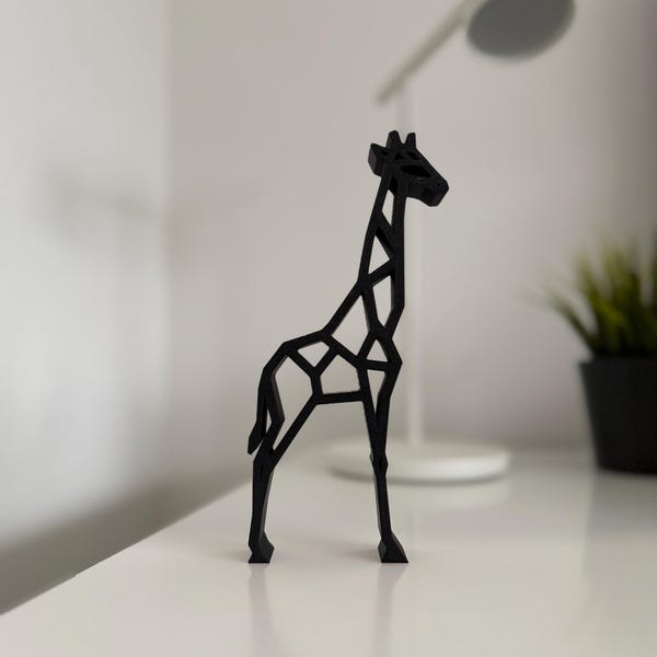 Giraffe - 3D Druck Poly Tier, Linienkunst, Skandinavische Dekoration, minimalistisches Design, moderne Deko, Geschenk für Frauen, Zootier